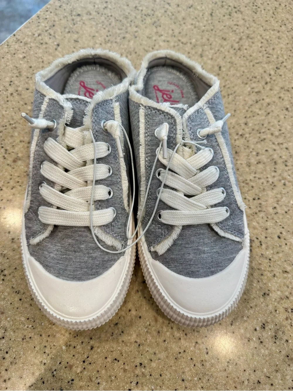 Jellypop Gray and White Women's Slip-in Lace-Up Sneakers